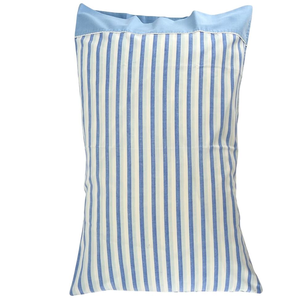 70s blue striped pillowcase Dantrel by Dan River 1970s vintage